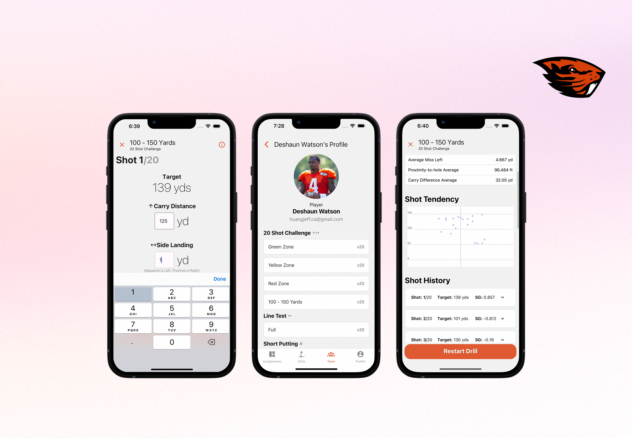 Golf Trainer app's UI