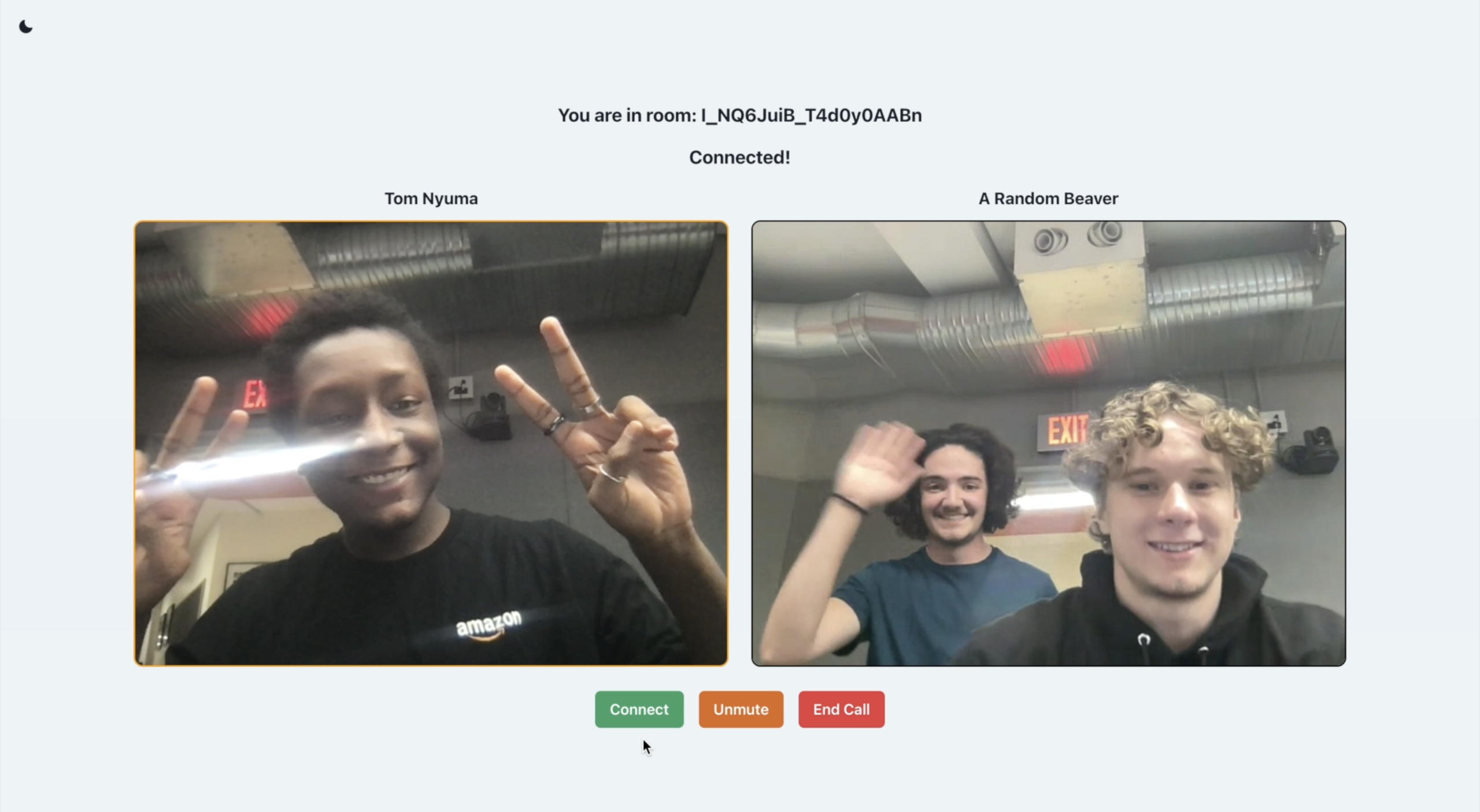 TalkToBeavs Video Chat UI screenshot
