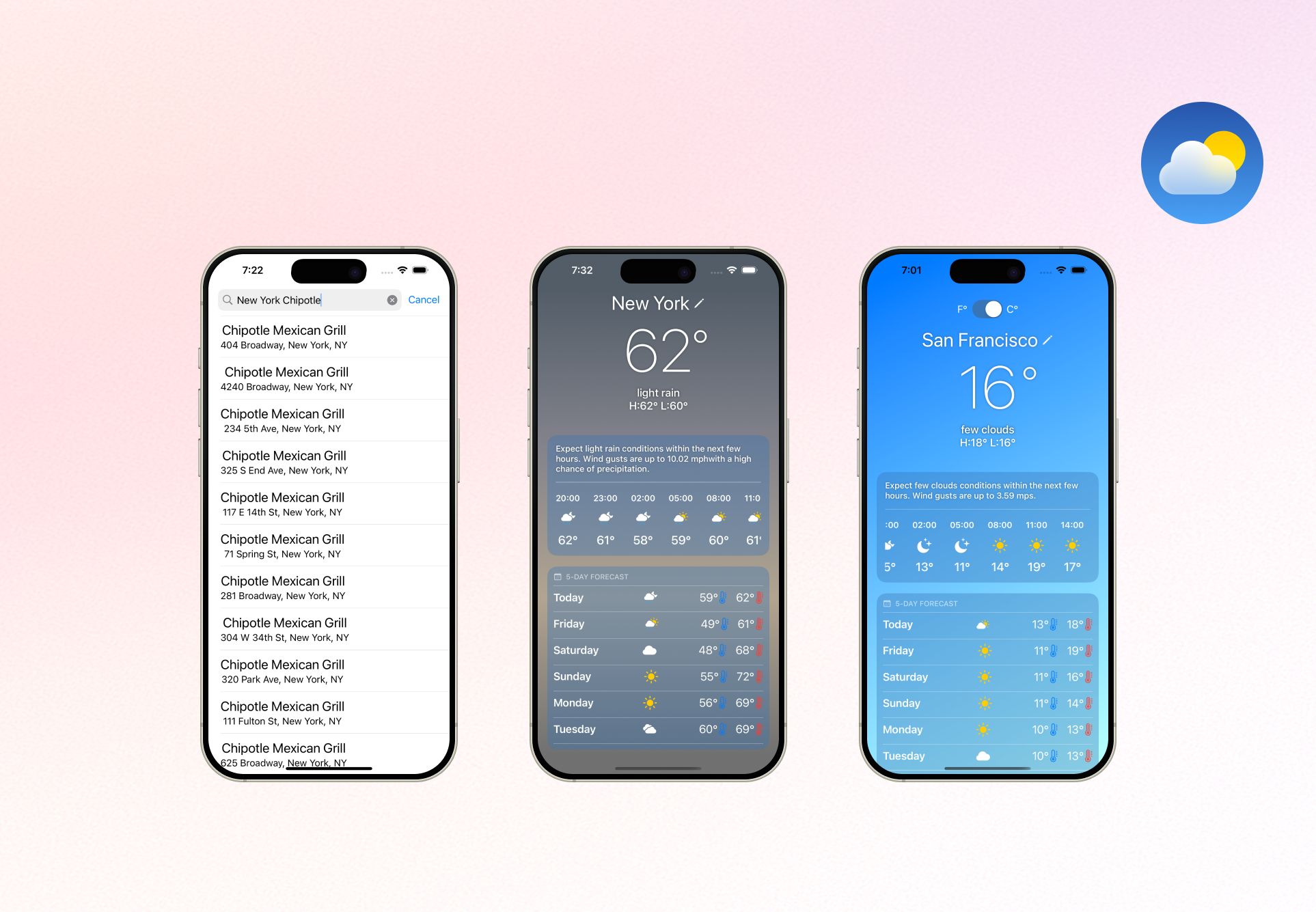 WeatherNow UI screenshot